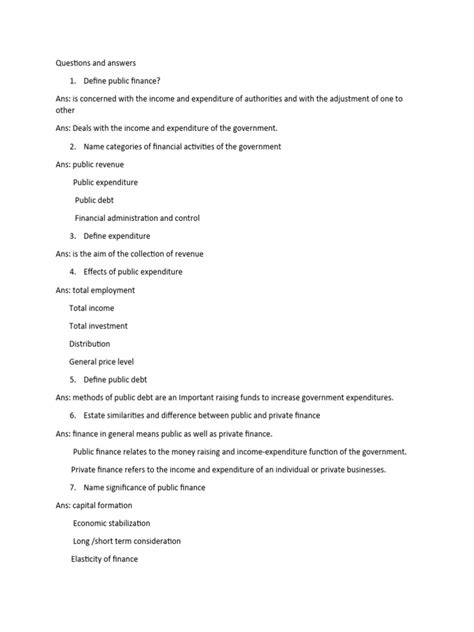 Questions and Answers | PDF | Public Finance | Expense