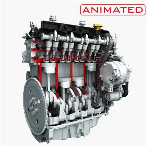 3d engine piston motion animation model