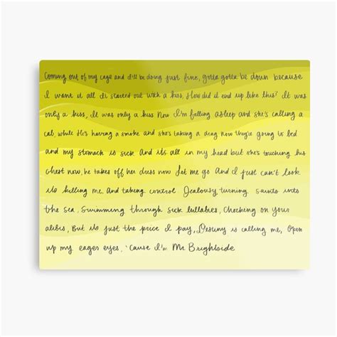 "Mr. Brightside lyrics print" Metal Print for Sale by bellaranieri ...