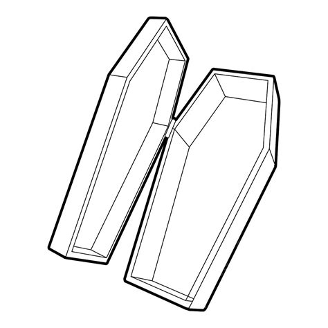 Coffin Icon Outline Style, Coffin Drawing, Outline Drawing, Coffin Sketch PNG and Vector with ...