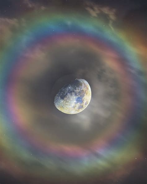 Impresionante foto muestra la luna con un arcoíris 'envolviéndola ...