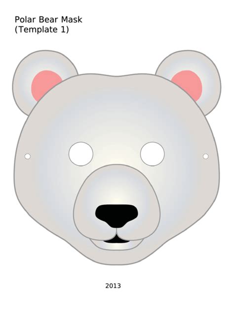 Polar Bear Mask Template printable pdf download