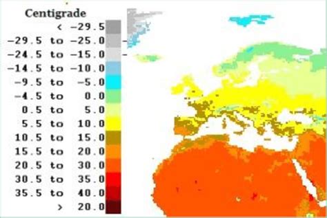 2. Map of annual average European air temperature (ground temperatures... | Download Scientific ...