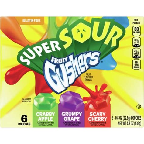 Super Sour Fruit Gushers Fruit Snacks, 6 ct / 0.8 oz - Fred Meyer