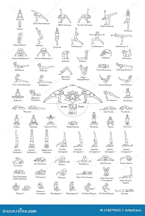 Iyengar Hatha Yoga Poses Levels 16-60 Vector Illustration ...