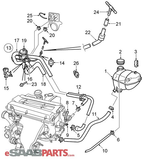 Saab 9-3 Coolant Hose Diagram