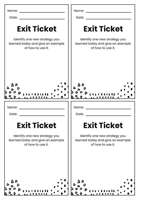 Printable Editable Exit Ticket Template