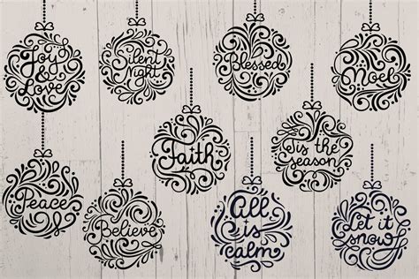 Christmas Round Ornaments II- 10 SVG cut files (1019097) | Illustrations | Design Bundles