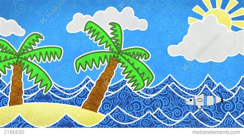 Tropical Island And Palms Loop Animation Stock Animation | 2186630