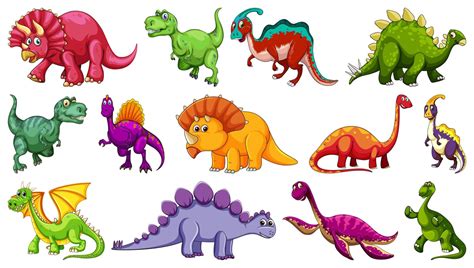 Set of different dinosaur cartoon characters 1784028 Vector Art at Vecteezy