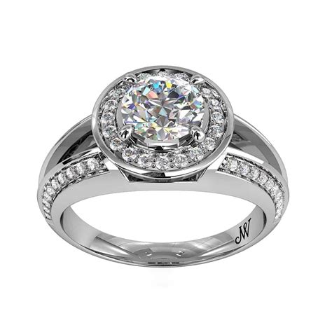 Round Brilliant Cut Diamond Halo Engagement Ring