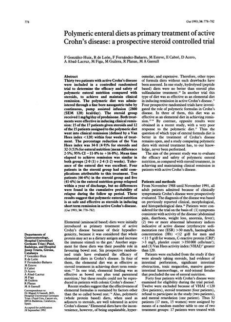 (PDF) Polymeric enteral diets as primary treatment of active Crohn's ...