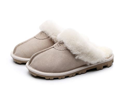 UGG Slippers-Australia Premium Sheepskin, Anti-Slip Fluffy Fur Indoor/Outdoor Slippers, Super ...