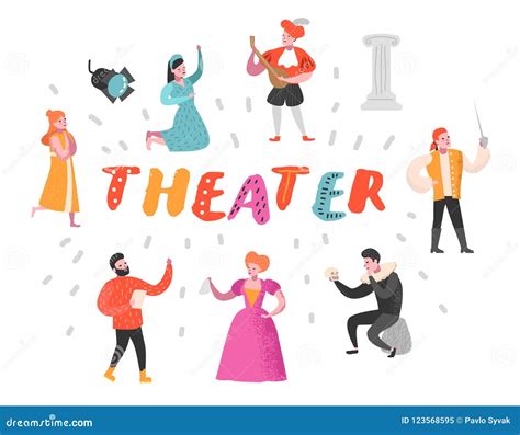 Theater Actor Characters Set. Flat People Theatrical Perfomances Stock Vector - Illustration of ...