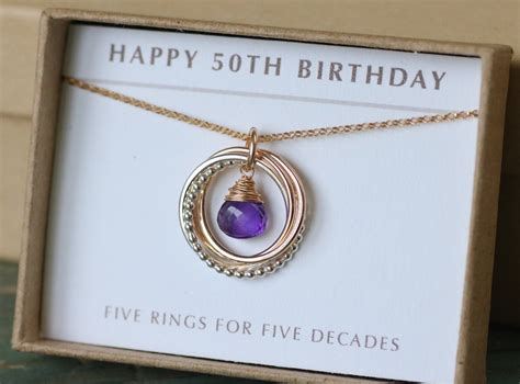 50th birthday gift for her amethyst necklace for women