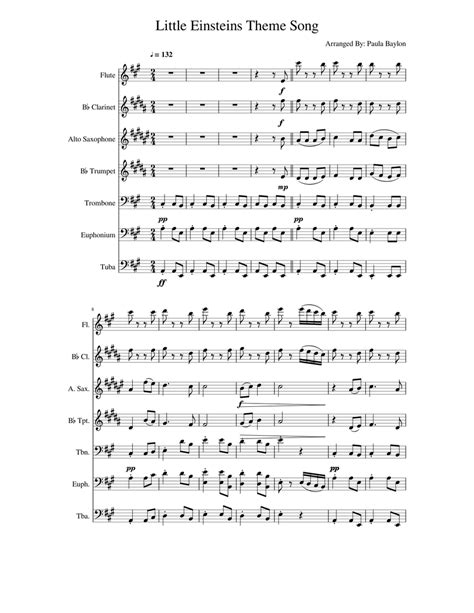 Little Einsteins Theme Song Sheet music for Trumpet (In B Flat), Trombone, Flute, Clarinet (In B ...