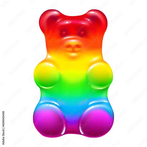 cute colored cartoon gummy bear on a white background. bright jelly ...