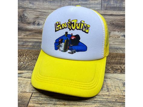 Snoop Dogg Gin N Juice Mens Trucker Hat Yellow Snapback 90s - Etsy
