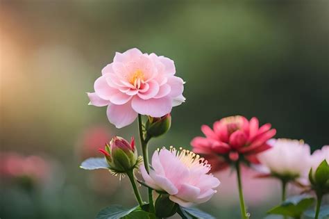 Premium Photo | Pink roses in a garden