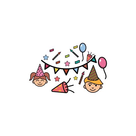 Illustration of a Kid party icon, birthday icon doodle logo design, element graphic illustration ...