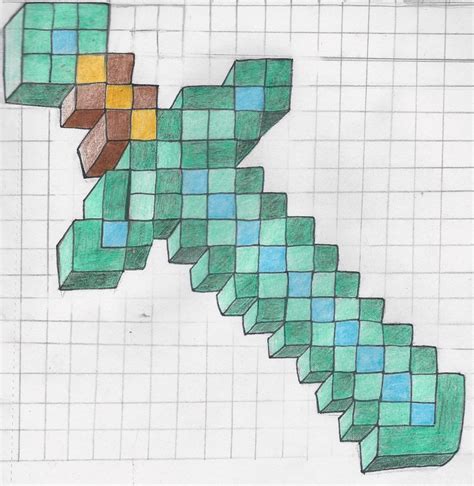 Minecraft Diamond Sword Drawing at PaintingValley.com | Explore ...