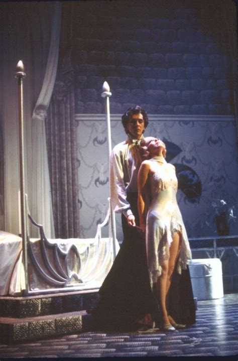 Actors Ann Sachs & Frank Langella in a scene fr. the Broadway revival of the play "Dracula ...