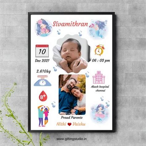 Personalised Baby Birth Frame_Design 4 - New Born Baby Gifts - Gifting ...