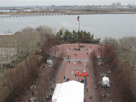 Manhattan, NY - view of Liberty Island from atop the statue of Liberty