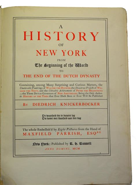 A History Of New York From The Beginning Of The World To the End Of The Dutch Dynasty ...