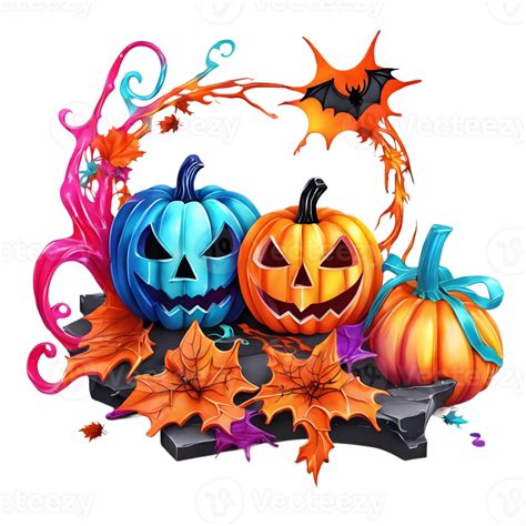 Neon Colors Happy Halloween Design, Halloween Clipart, Generative AI 28899825 PNG