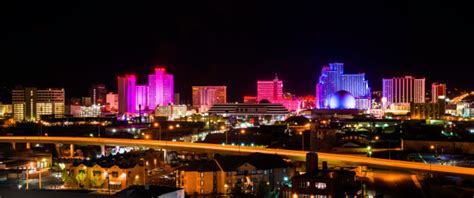 Reno Nevada Skyline Cityscape Panorama Night Banner Format Stock Photo ...