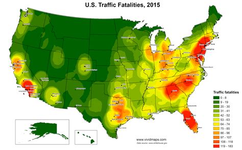 United States Traffic Fatalities Heat Map - Vivid Maps