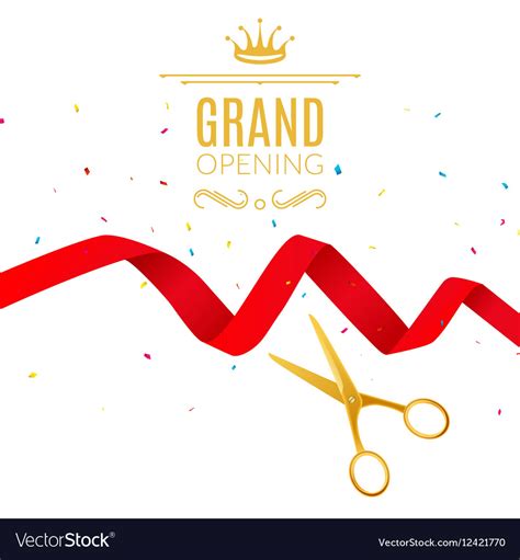 Grand Opening design template with ribbon and Vector Image