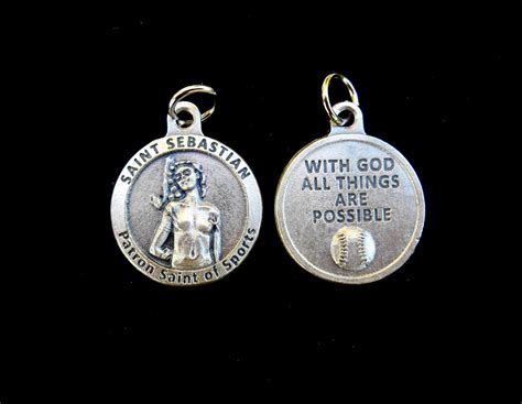 Saint SEBASTIAN Medal/ Round St Sebastian BASEBALL Charm for Necklace/saint Sebastian ...