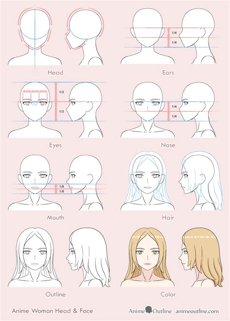 8 Step Anime Woman's Face Drawing Tutorial - AnimeOutline