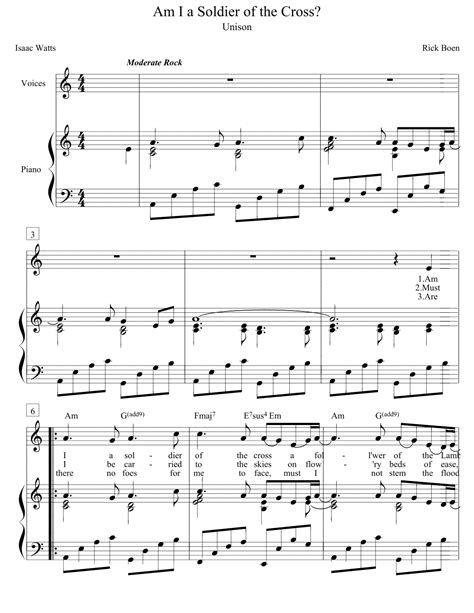 Am I a Soldier of the Cross? (arr. Rick Boen) Sheet Music | Isaac Watts (Lyric) | Piano, Vocal ...