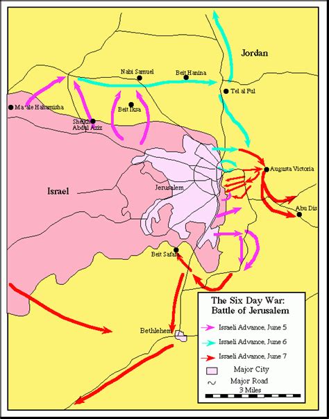 Map of Israeli Conquest of Jerusalem in the 6 Day War 1967