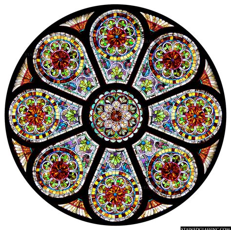 "Intricately Detailed Rose Window" Stained Glass Window