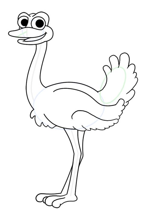 Cartoon Ostrich Step by Step Drawing Lesson | Figuras para colorir, Animais para colorir ...