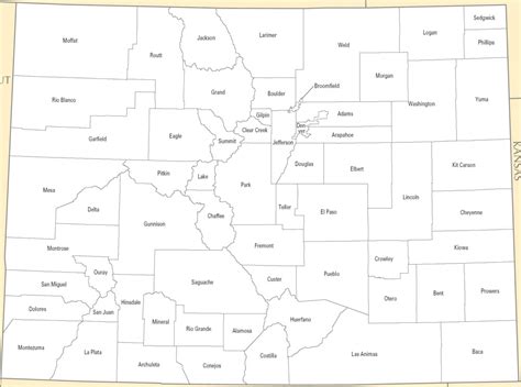 ♥ A large detailed Colorado State County Map