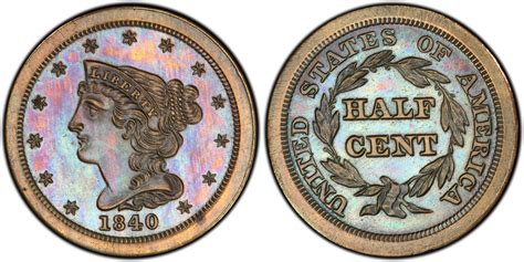 1840 1/2C Restrike, BN (Proof) Braided Hair Half Cent - PCGS CoinFacts