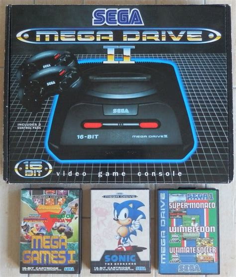 SEGA Mega Drive 2 II Console in Box + Sonic the Hedgehog 1 + 2 ...