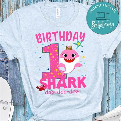 Custom Girl Baby Shark Birthday Shirt | Bobotemp