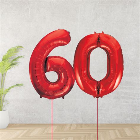 Red Age 60 Number Balloons | The Wow Shop