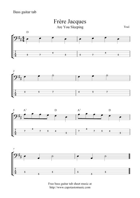 Bass Guitar Tab Sheet