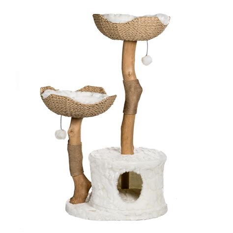 Buy MAU Modern Cat Tree Tower for Large Cats, Real Branch Luxury Cat Condo, Wood Cat Scratching ...