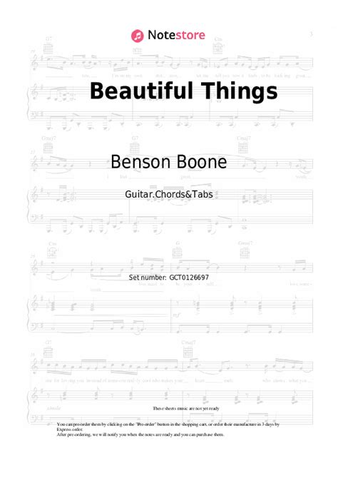 Beautiful Things chords and tabs Benson Boone in Note-Store.com ...