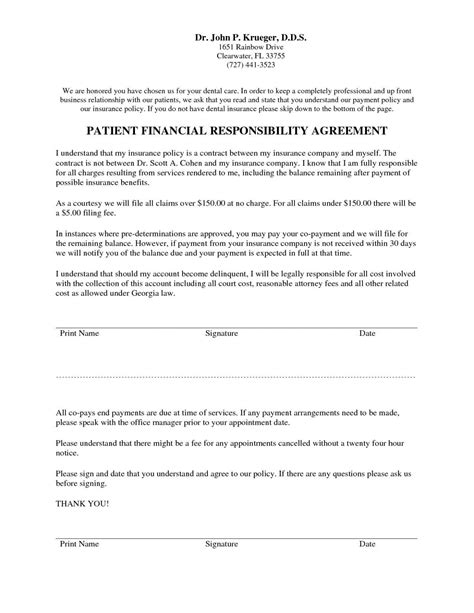 Dental Payment Plan Agreement Template