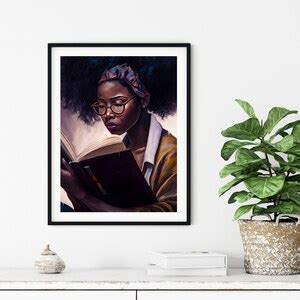 Black Girl Reading Art Black Art Wall Art Black Girl Art African American Art frame Not Included ...