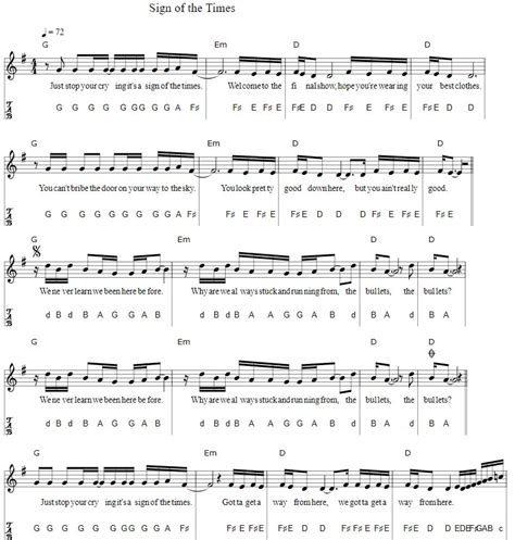 Sign Of The Times Piano Keyboard Letter Notes - Irish folk songs